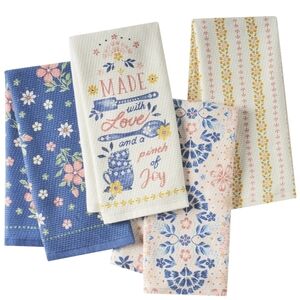 💜 New Pioneer Woman Hattie Blue and Cream Floral Kitchen Towels Set Of 4